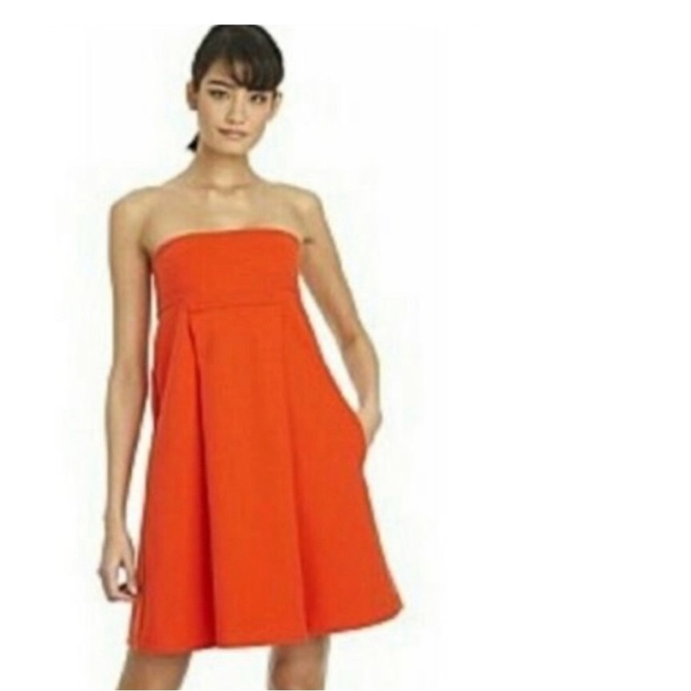 Diane Von Furstenberg Kacia Sunset Orange Bandeau Strapless Knit Dress sz 8 GUC
